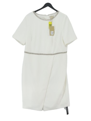 Jenny Packham Women's Midi Dress UK 18 White Polyester with Elastane Wrap Dress - Picture 1 of 7