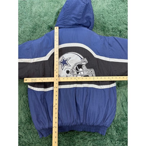 90s Dallas Cowboys Heavy Duty Puffer Style Jacket w/ Hood Sz Medium Vintage - Picture 7 of 12