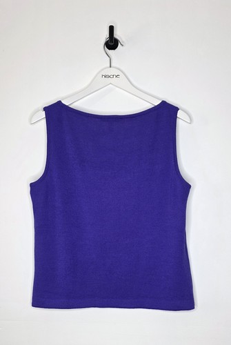 St. John Purple Sleeveless Santana Knit Wool Tank Top Women’s Size Medium - Picture 3 of 8