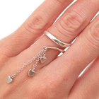 925 Sterling Silver Vintage Heart Tassel Dangle Adjustable Ring Size 4.75