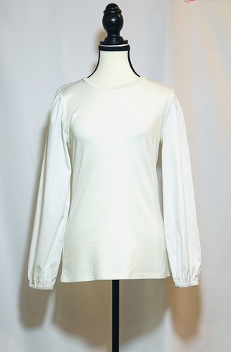 Donna Karan New York weiße Langarm Rippstrick Bluse Top XS - Bild 1 von 2