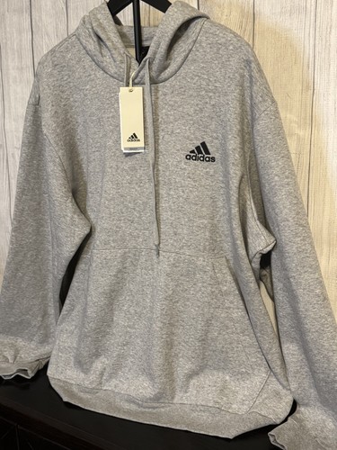Sudadera con Capucha Adidas Para Hombre Gris Pullover 2XL Mezcla de Algodón Nueva con Etiquetas Informal Atlético - Imagen 3 de 4