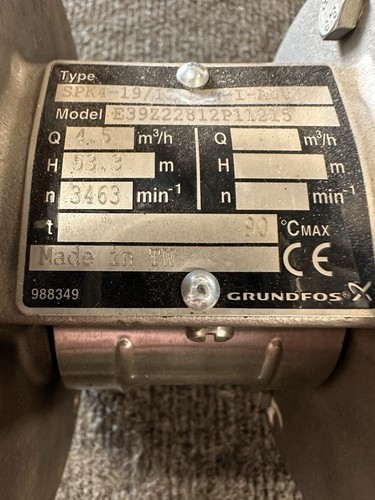 Grundfos 80B2-19FT100-D1 Pump Motor w/ SPK4-19/12 Centrifugal Pump - Picture 20 of 20