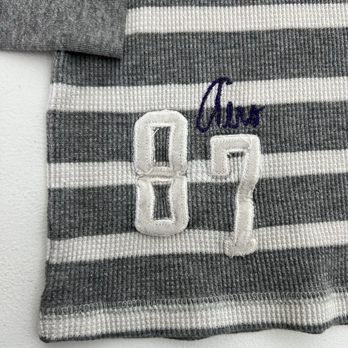Aeropostale Shirt Damen M grau Y2K Streifen Henley Logo Preppy Waffelstrick 87 Aero - Bild 3 von 11