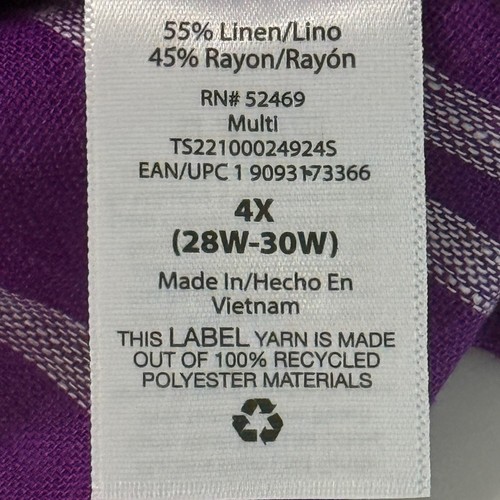Top Terra & Sky para mujer 4X 28-30W púrpura mezcla de lino cuello cuadrado en capas nuevo con etiquetas - Imagen 8 de 11