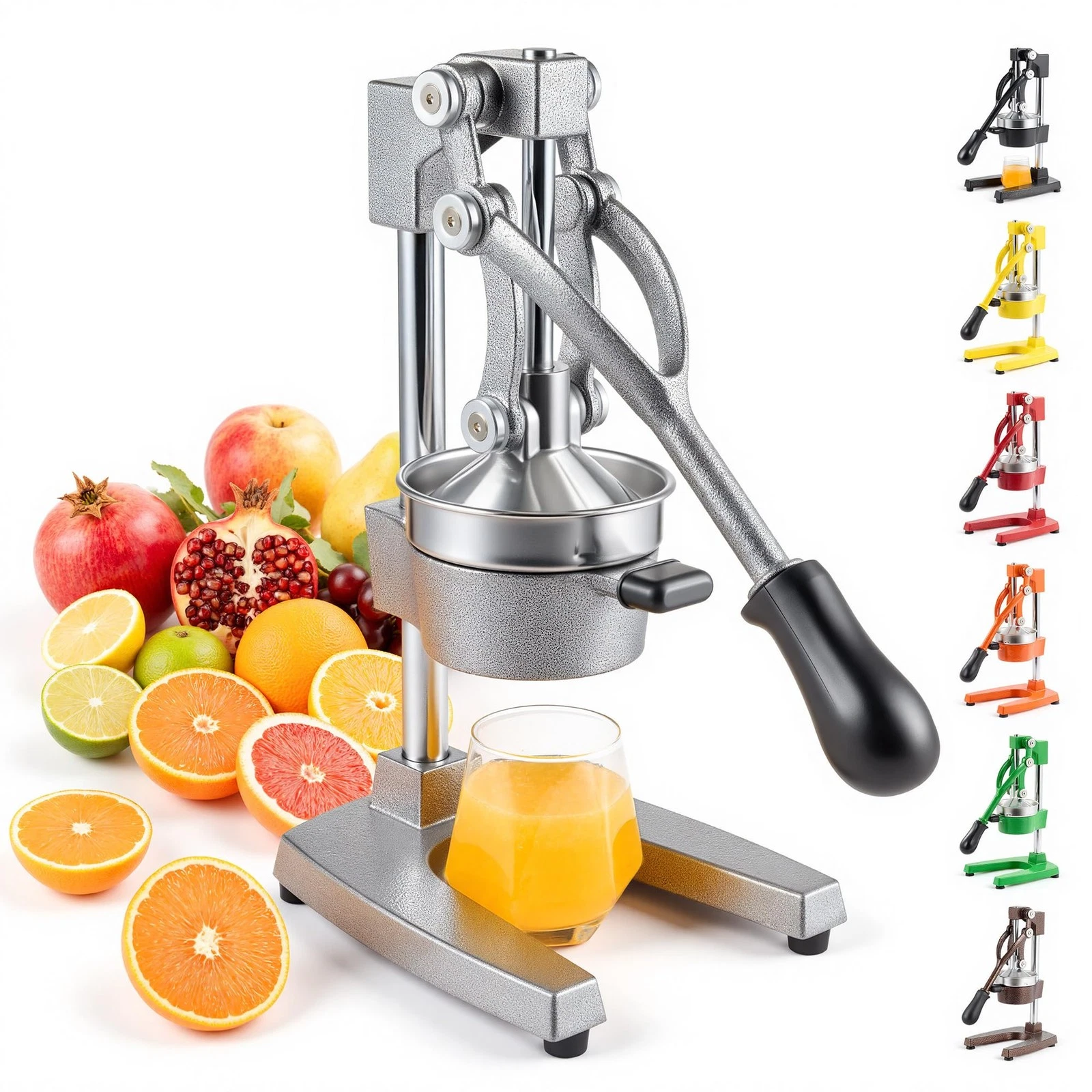 cO-Z Manual Citrus Juicer, Commercial Grade Cast Iron Orange Juicer, Gray
