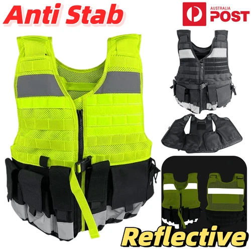 Anti Stab Vest Reflective Tactical Body Armour Knife Proof Slash Resist Security