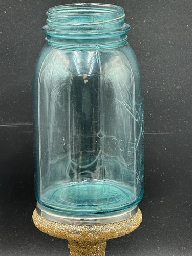 Vintage blau Perfect Mason Quart Fehler Fehldruck mit Doppelnaht #2 mit Deckel - Bild 7 von 21