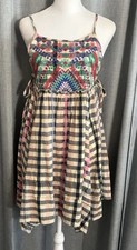 UO Embroidered Apron Mini Dress Urban Outfitters Sleeveless Boho Size Small