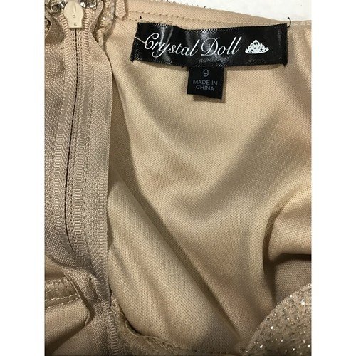 CRYSTAL DOLL SZ 9 gold glitter halter backless high slit maxi dress NWT 0B3 - Picture 5 of 10