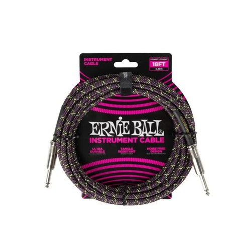PURPLE 18' PURPLE PYTHON BRAIDED INST. CABLE ERNIE BALL 6431 STRAIGHT/STRAIGHT - Picture 1 of 8
