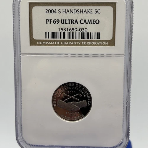 2004-S 5c Handshake Jefferson Nickel- PF69 Ultra Cameo-NGC Brown Label