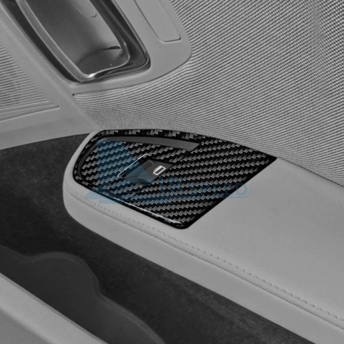 Pegatinas de panel de botón de elevación de ventana de puerta de fibra de carbono negras para BMW i3 2013-2022 - Imagen 6 de 8