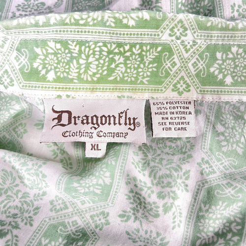 Dragonfly Vtg Mens Button Shirt Floral size XL 52x30 Column Print Cotton/Poly - Picture 4 of 8