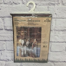 River's Edge Rush Hour Horses Fabric Shower Curtain New In Package 