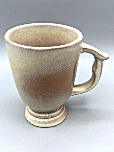 Vintage Frankoma Pottery #C12 Pedestal Mug Desert Gold 4.5" H