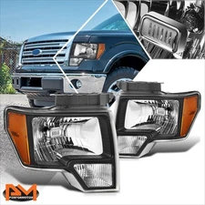 For 09-14 Ford F150 Factory Style Amber Corner Headlights Lamps Black Housing