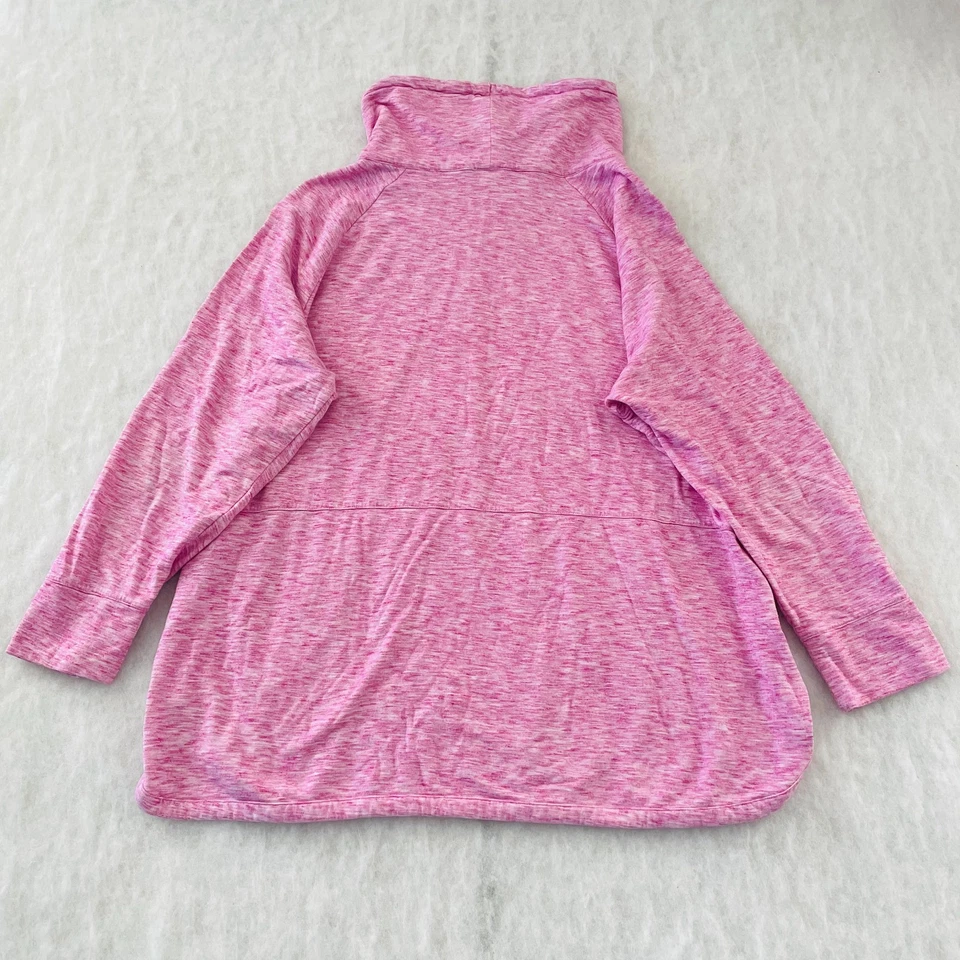 T By Talbots Womens Heather Pink Cowl Neck Pocket Pullover Sweatshirt Size 2X - Image 2 of 4