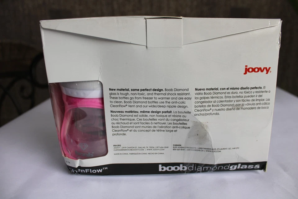 Biberones CleanFlow Boob Diamond Glass NUEVOS 5 oz manga rosa 0+ meses Foto 3 de 4