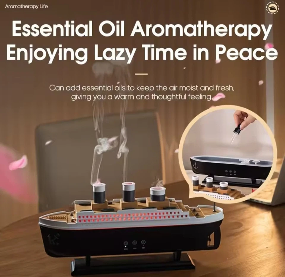 Titanic Ship 250ml Air Humidifier & Aroma Diffuser | Remote Control Fancy  - Image 3 of 4