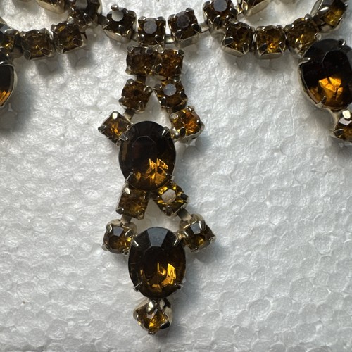 VINTAGE JULIANA DUNKLER TOPAS STRASS HALSKETTE MIT BROSCHE 16" - Bild 2 von 8
