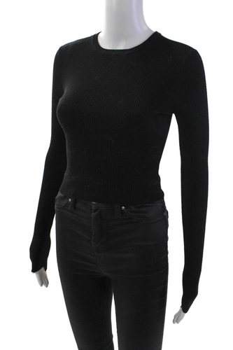 ALC Womens Wool Long Sleeved Ribbed Textured Casual Knitted Top Black Size XS - Picture 2 of 6