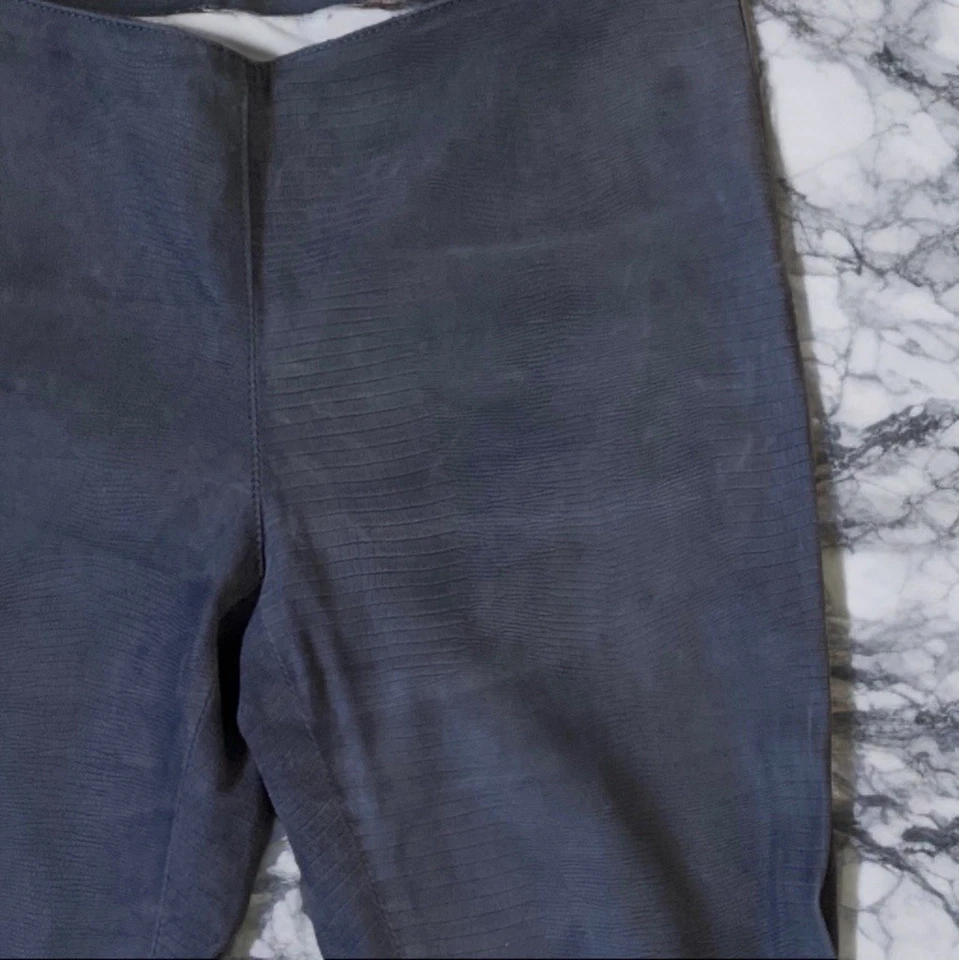 Pantalones DROME Azul Gris 100% Cuero Para Mujer Talla L Hecho en Italia Textura Gator Foto 3 de 4