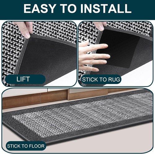 12 PCS Rug Pad Gripper, Washable Grippers for Tape, Non-Slip Carpet Black  - Picture 3 of 7