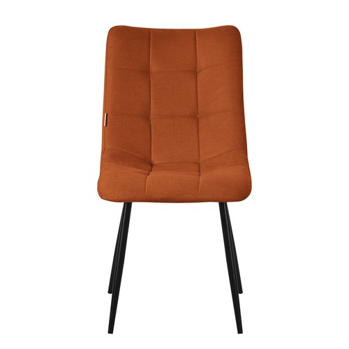 Set de 2 sillas de comedor color naranja asiento acolchado con patas de acero - Imagen 2 de 7