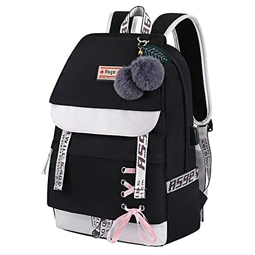 Sac à dos noir léger anti-pluie pour le quotidien des adolescents