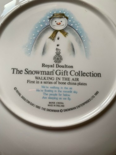 1980's 'The Snowman' Royal Doulton 'Walking in the Air' Plate, Still in Box, New - Picture 8 of 11