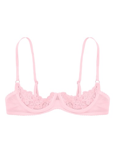 Damen BH Top Träger Viertelschale offene Spitze nippellos Bralette Spitze Bügel - Bild 51 von 65