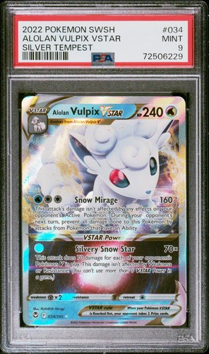 Pokemon Silver Tempest Alolan Vulpix Vstar #034 PSA 9 - Bild 1 von 2