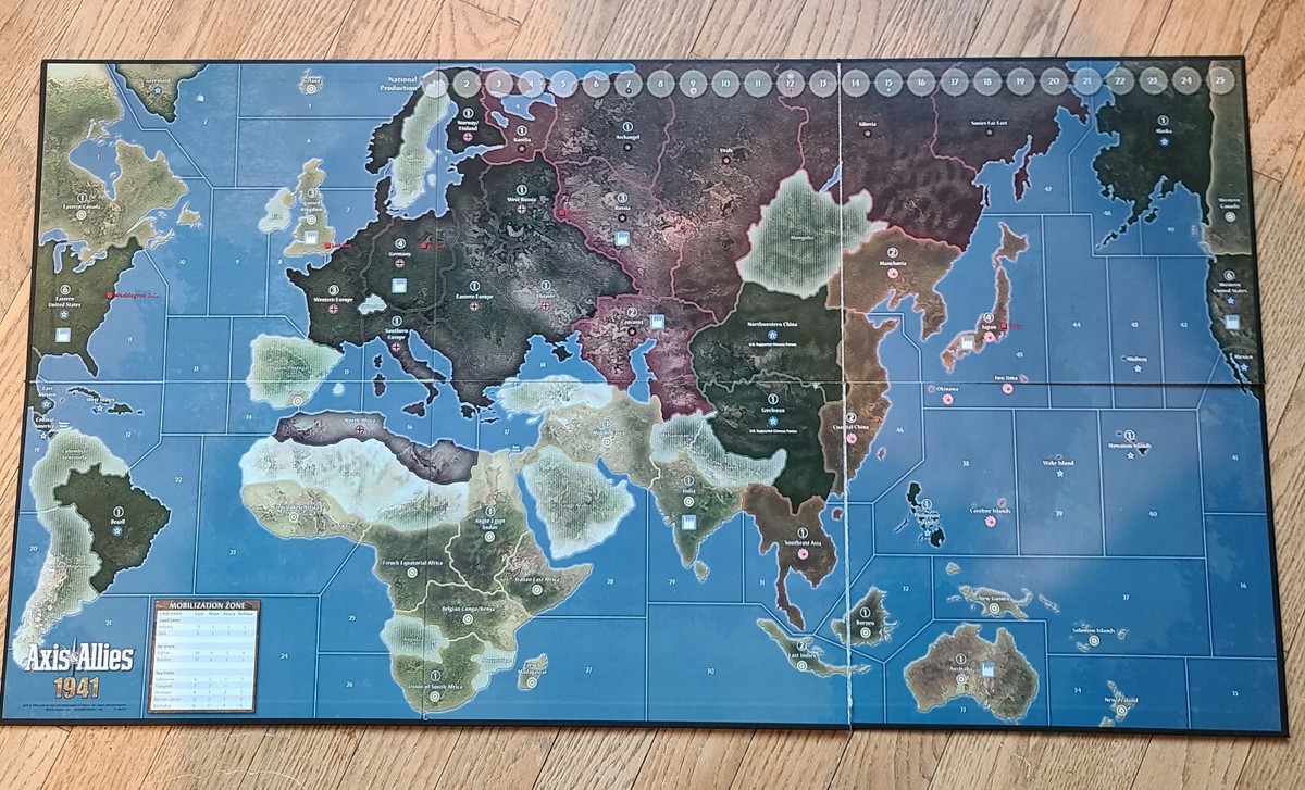 Azix & Allies 1941 Boardgame. Hasbro WWII Strategy. See