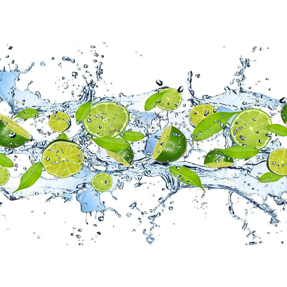 Fototapete Limetten Wasser Blätter Tropfen Obst Frucht liwwing no. 864 Fototapete Limetten Wasser Blätter Tropfen Obst Frucht liwwing no. 864