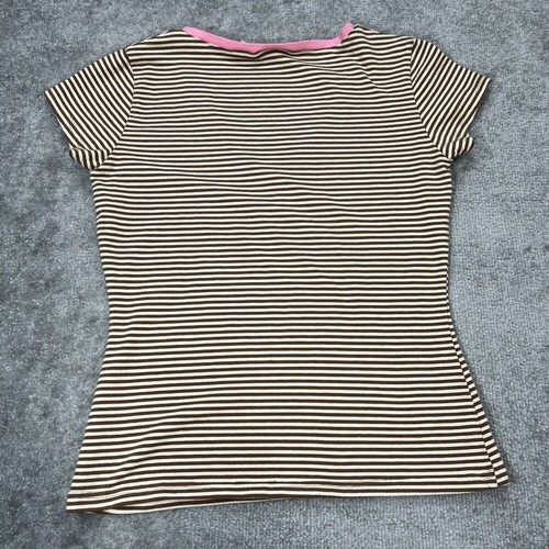 Vtg Y2K Energie Top Striped Size Large Embroidered Baby Tee 2000s - Picture 10 of 11