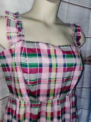 Neu mit Etikett Torrid 2 2x 18 20 rosa & grün kariert Popeline Stufen Rüschen Träger Kleid Midi - Bild 11 von 17