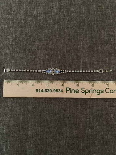 Blau / Silberfarbene Strass Kristall OHRRINGE und ARMBAND Schmuckset - Bild 7 von 8