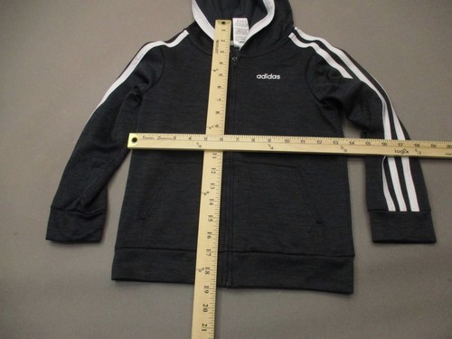 Adidas Size 6 Boys Black Full Zip Long Sleeve Pockets Athletic Jacket 1Bl12 - Picture 2 of 6