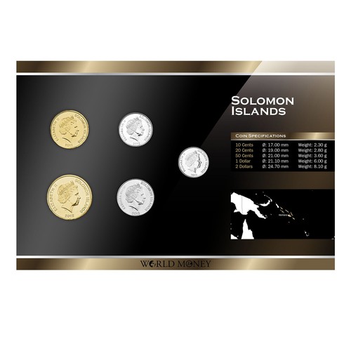 God Save The Queen Solomon Islands 5 Uncirculated Coins 10c 20c 50c $1 $2 2012 - Picture 4 of 4