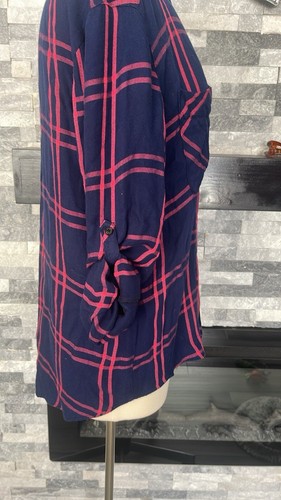 EXPRESS Shirt Womens M  Blue Flannel Boyfriend Button Up  Casual - Bild 4 von 9