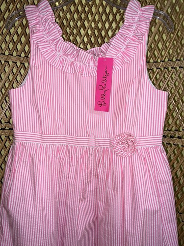 Lilly Pulitzer NWT Girls Georgina Dress Pink Tropics Seersucker $98 Size 14 - Picture 16 of 24
