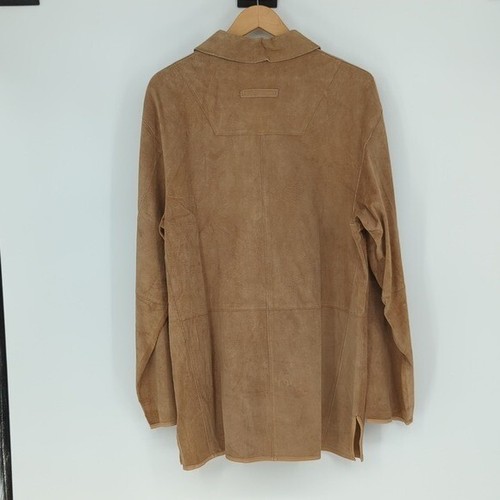 Saxony Suede Mid Length Trench Jacket Tan M safari travel western cowboy rustic - Picture 2 of 6