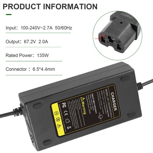 67.2V 2A Charger for 60V 16S Wheelchair Self Balancing Electric Scooter Li-ion - Picture 4 of 16