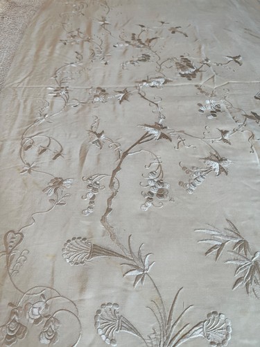 EXTREMELY RARE ANTIQUE SILK CANTON PIANO SHAWL CIRCA 1857 - Picture 8 of 24
