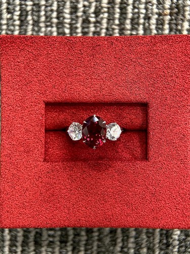 5.00 Ct Oval Cut Certified Natural Ruby Diamond Wedding Ring Real 18k White Gold - Picture 6 of 9