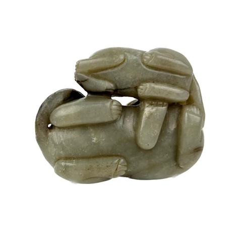 ⭕️Fine 18th Century Chinese White Jade Russet Nephrite Carving, Foo Dogs - Picture 2 of 5
