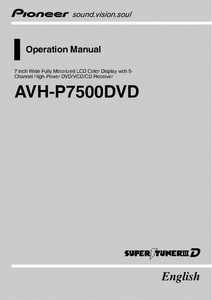 Pioneer AVH-P7500DVD AV Receiver Owners Manual | eBay
