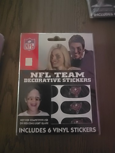 NFL Football Team Logo 6 Eye Black Strips Vinyl Stickers TAMPA BAY BUCCANEERS - Picture 1 of 2