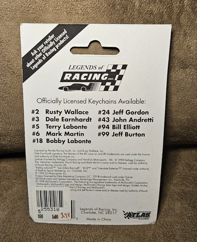 set of 7 1998 Nascar Legends of Racing Keychains #18 #94 #99 #5 #6 #43 #2 - Picture 18 of 21